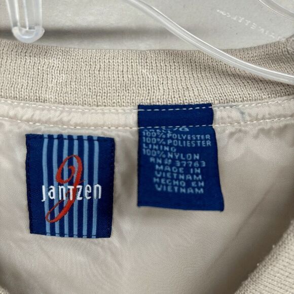 Jantzen Khaki Plaid V Neck Golf Vest Windbreaker Pockets Men's XL Repel Rain - Picture 2 of 4